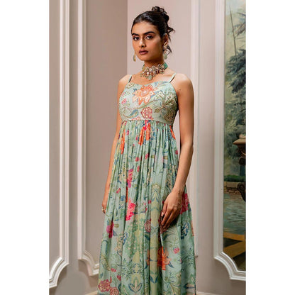 Paulmi & Harsh Green Ume Anarkali Dress