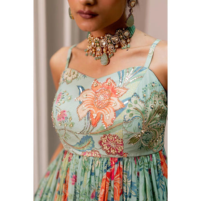Paulmi & Harsh Green Ume Anarkali Dress