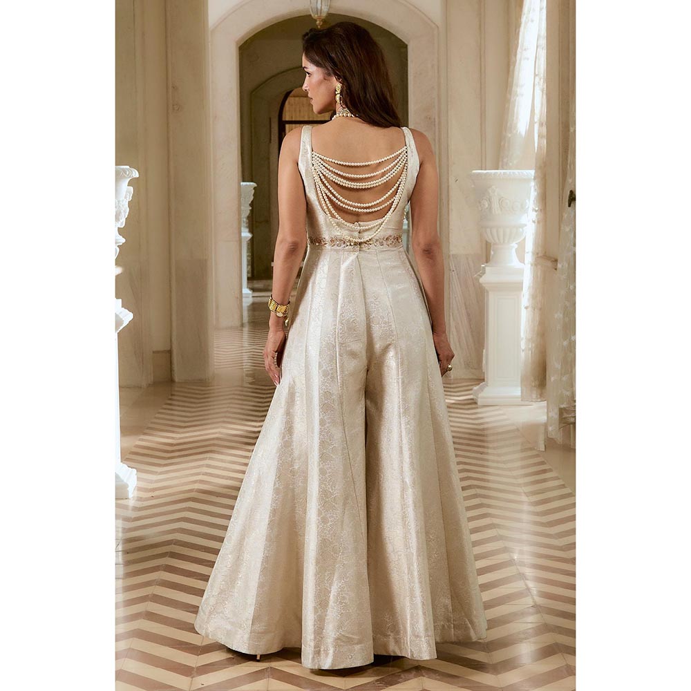 Paulmi & Harsh Ivory Giulia Embroidered Jumpsuit