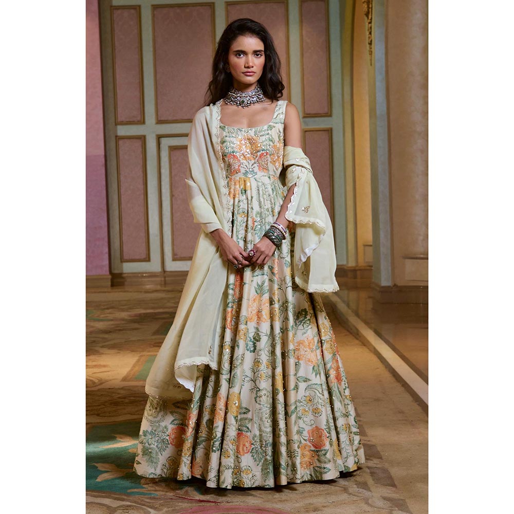 Paulmi & Harsh Ivory Lulu Anarkali Dress with Dupatta