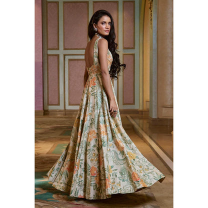Paulmi & Harsh Ivory Lulu Anarkali Dress with Dupatta