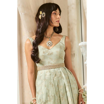 Paulmi & Harsh Green Takara Anarkali Dress with Belt