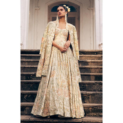 Paulmi & Harsh Ivory Surveen Chawla In The Elise Anarkali Dress with Jacket