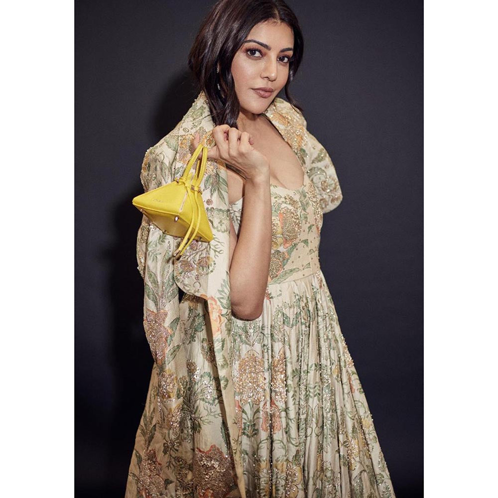 Paulmi & Harsh Ivory Kajal Aggarwal In The Elise Anarkali Dress