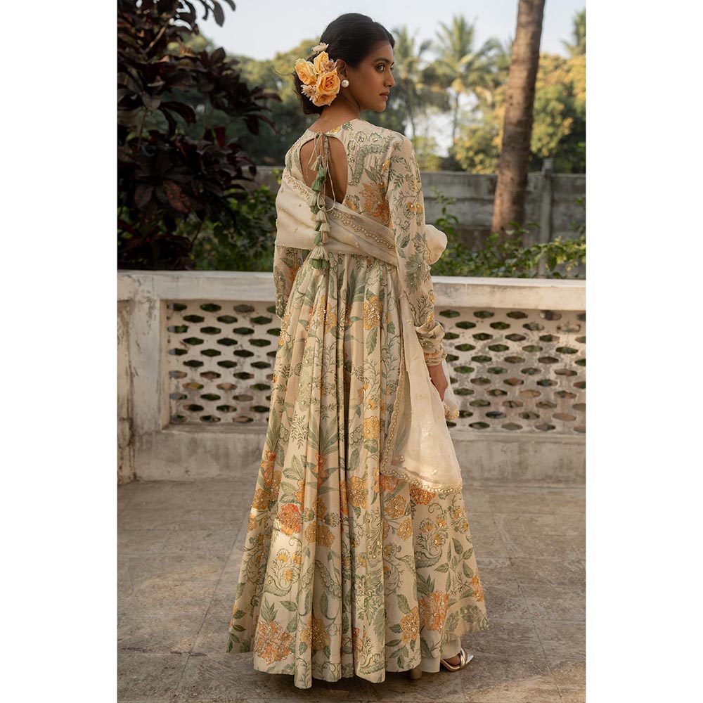 Paulmi & Harsh Ivory June Anarkali Dress with Dupatta