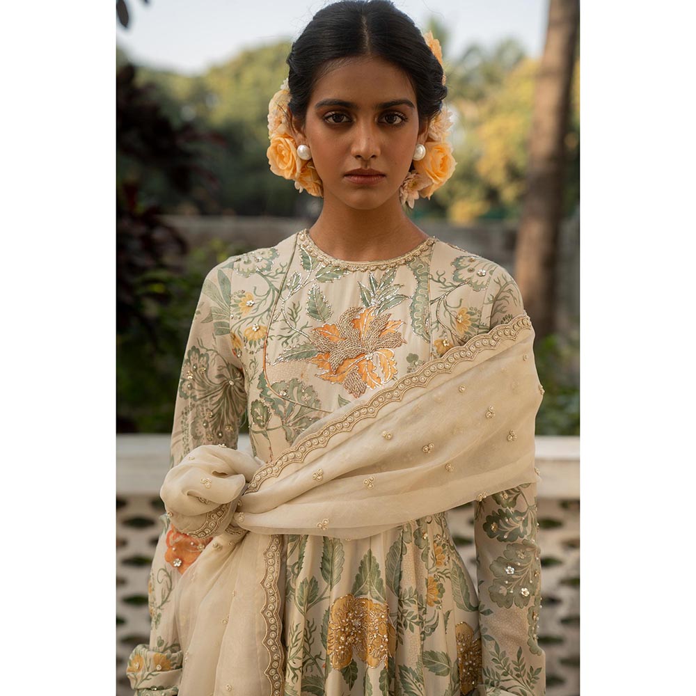 Paulmi & Harsh Ivory June Anarkali Dress with Dupatta