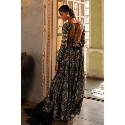 Paulmi & Harsh Navy Blue Mayra Anarkali Dress with Dupatta