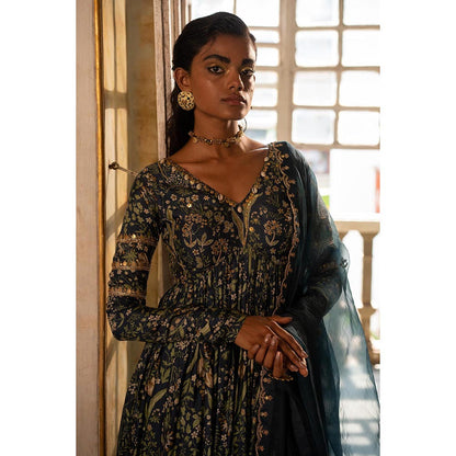 Paulmi & Harsh Navy Blue Mayra Anarkali Dress with Dupatta