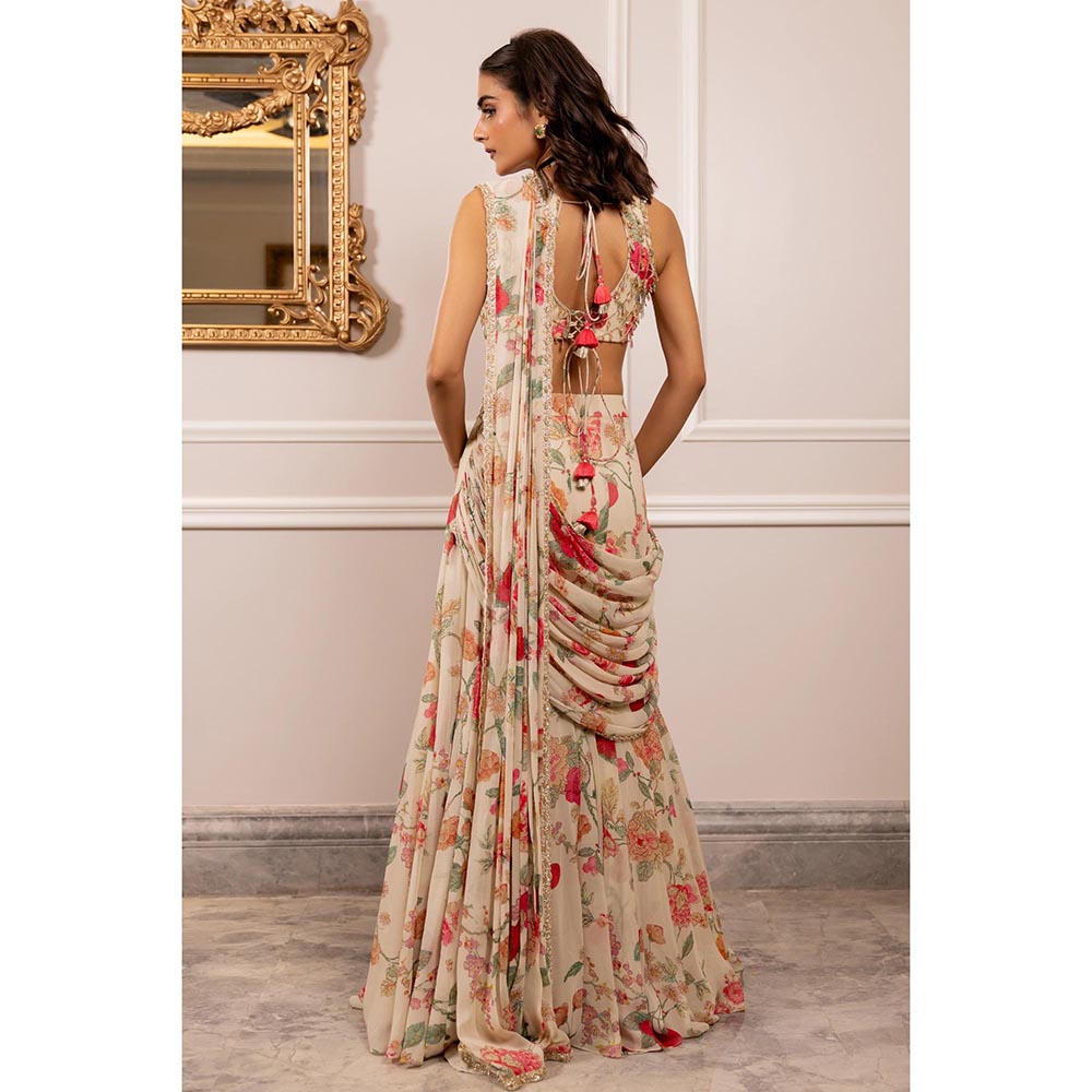 Paulmi & Harsh Kiara Off White Saree with Stitched Blouse