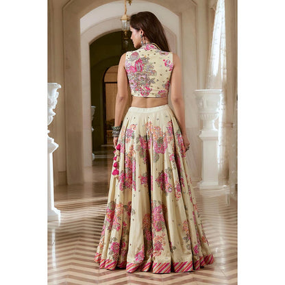 Paulmi & Harsh Corinna Ivory Lehenga with Stitched Blouse and Dupatta