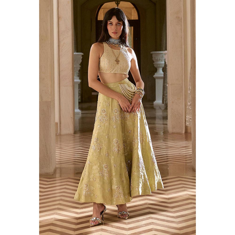 Paulmi & Harsh Sonam Green Skirt with Top and Dupatta