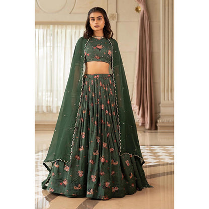 Paulmi & Harsh Davina Green Lehenga with Stitched Blouse and Dupatta