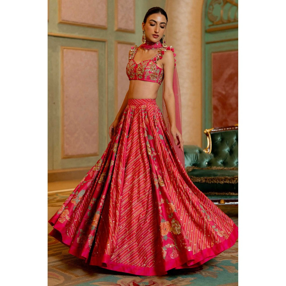 Paulmi & Harsh Aviva Pink Lehenga with Choli and Dupatta