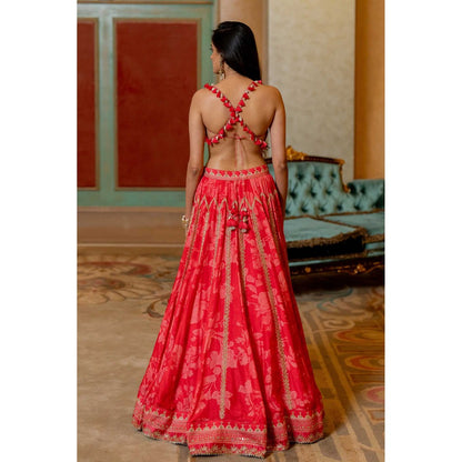 Paulmi & Harsh Zoey Red Lehenga with Choli and Dupatta