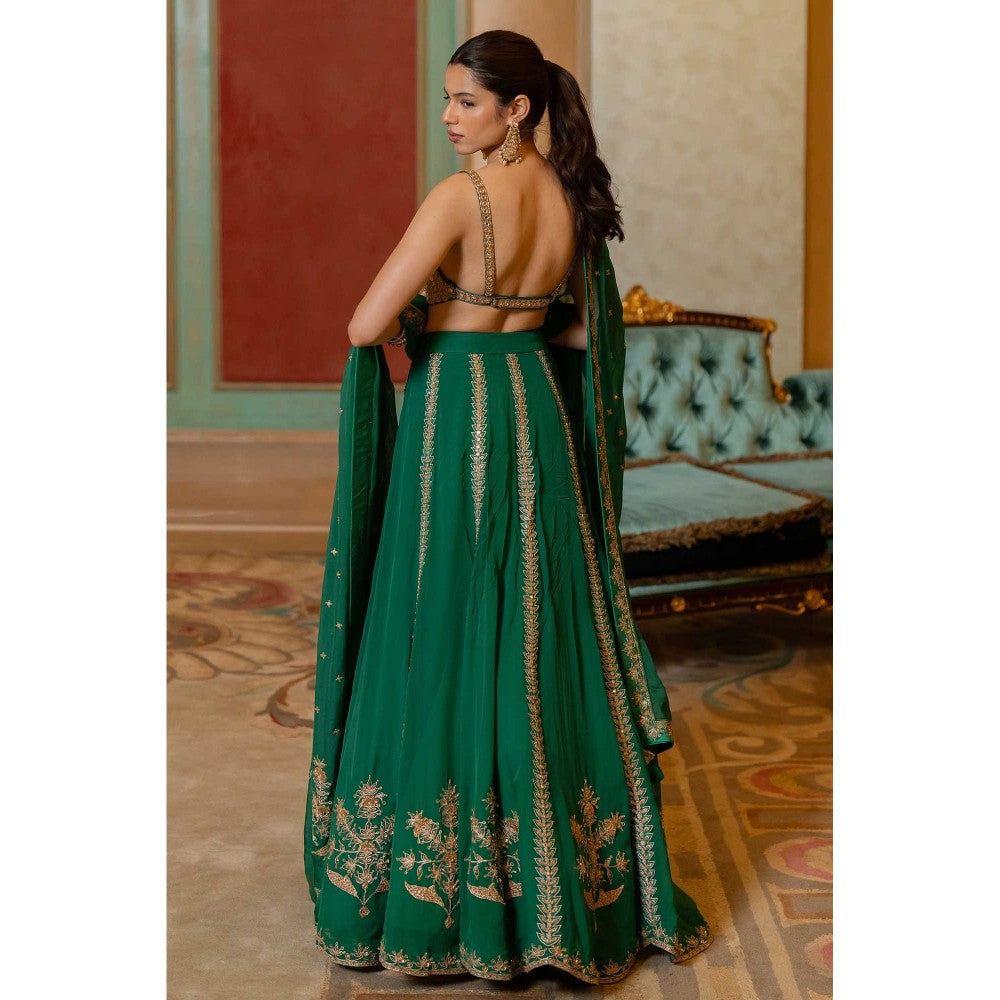 Paulmi & Harsh Kimiko Green Lehenga with Choli and Dupatta