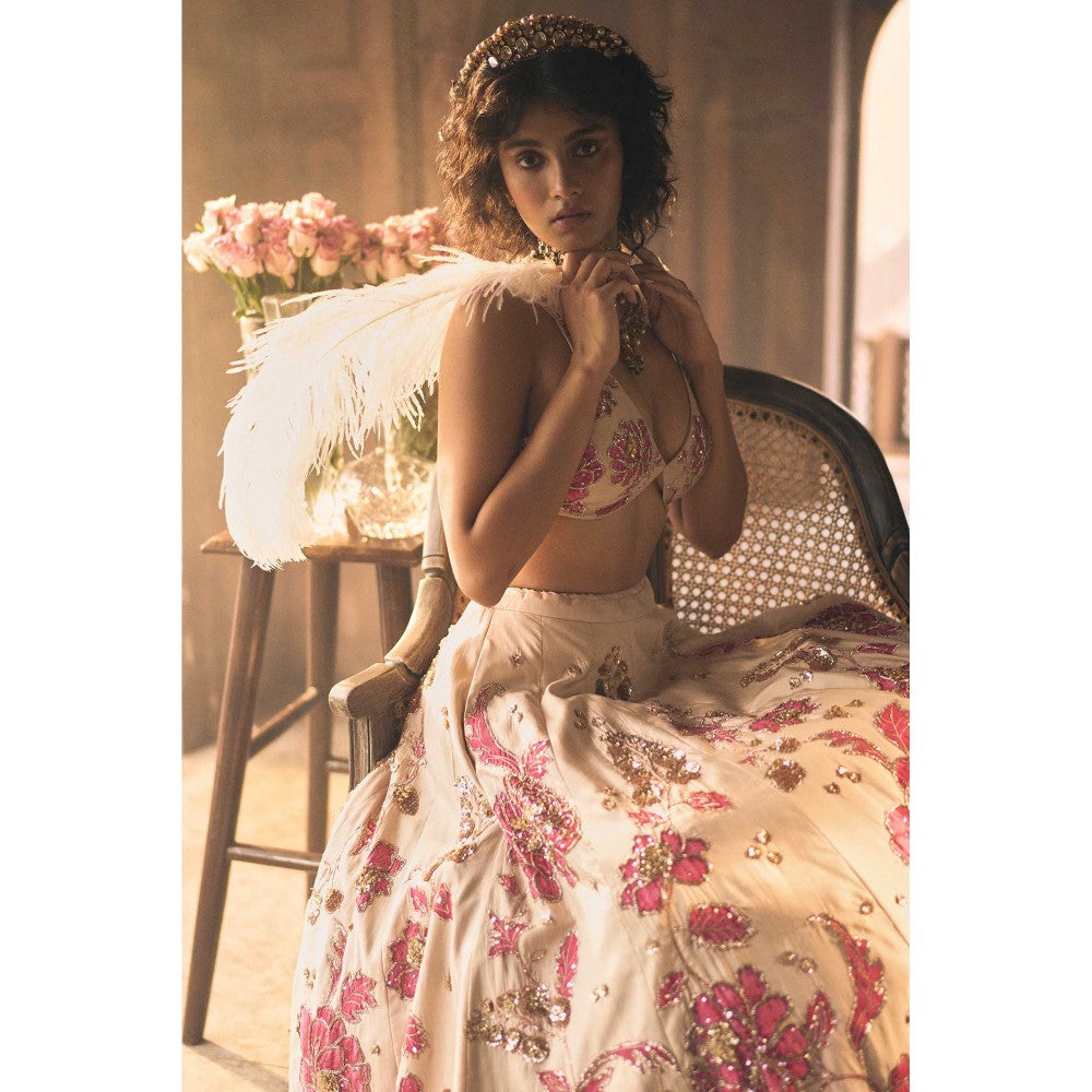 Paulmi & Harsh Josephine Ivory Lehenga with Choli and Dupatta