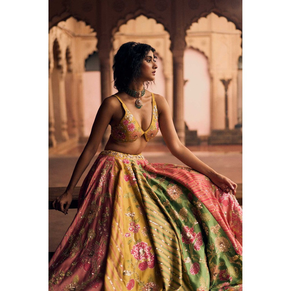 Paulmi & Harsh Bhakthi Multicolour Lehenga with Choli and Dupatta