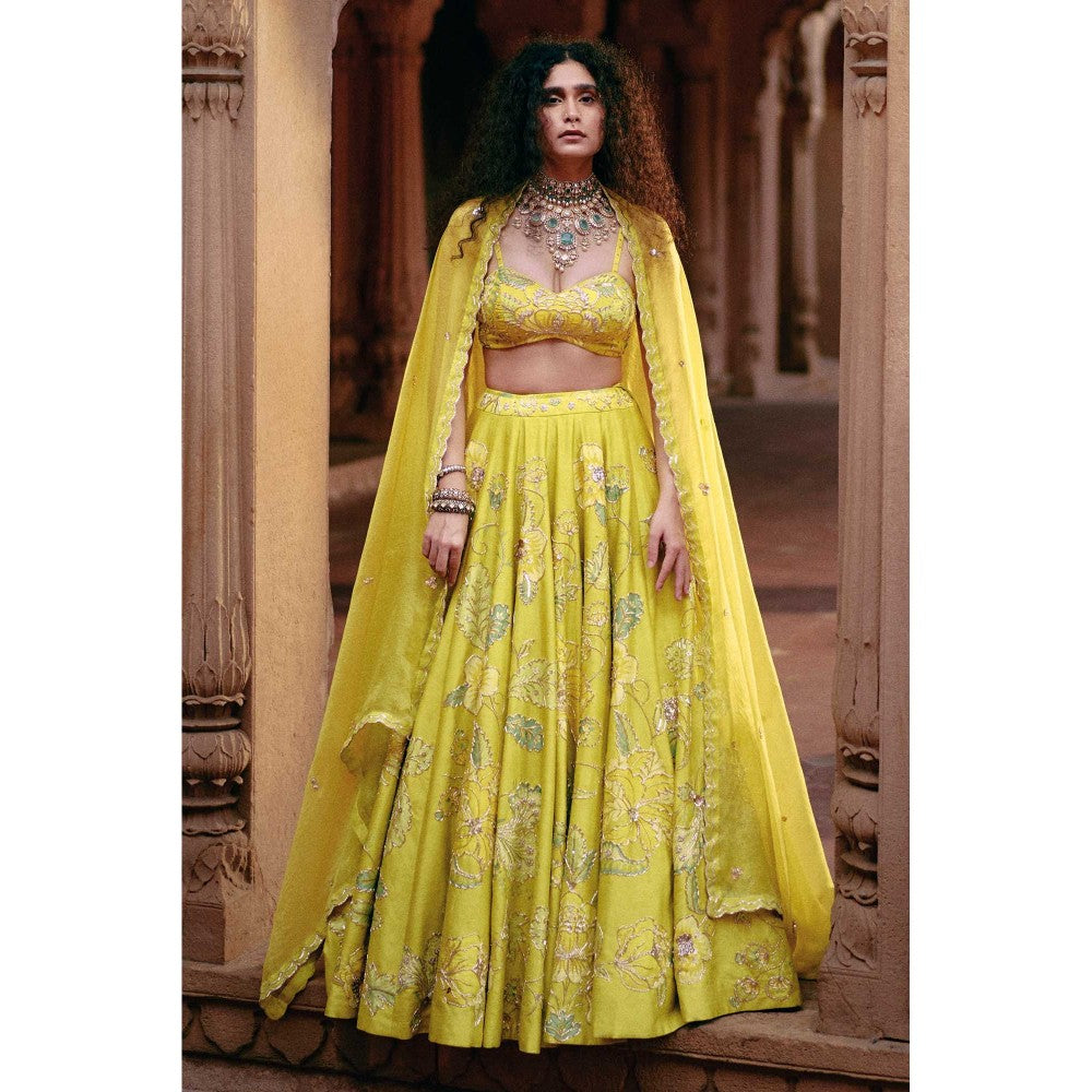 Paulmi & Harsh Rose Yellow Lehenga with Choli and Dupatta