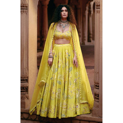 Paulmi & Harsh Rose Yellow Lehenga with Choli and Dupatta