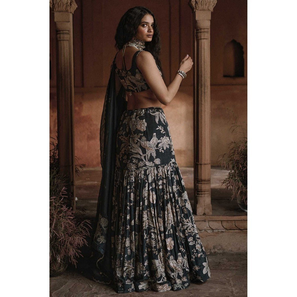 Paulmi & Harsh Camille Black Lehenga with Choli and Dupatta
