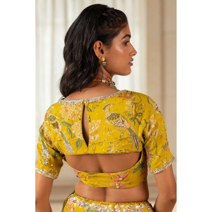 Paulmi & Harsh Sora Yellow Lehenga with Choli and Dupatta