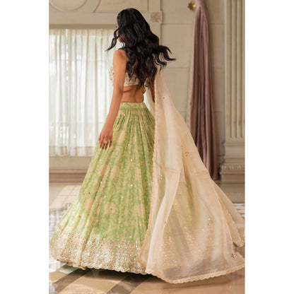 Paulmi & Harsh Akina Green Lehenga with Choli and Dupatta