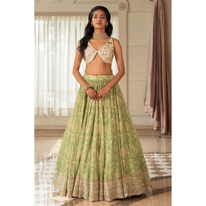 Paulmi & Harsh Akina Green Lehenga with Choli and Dupatta