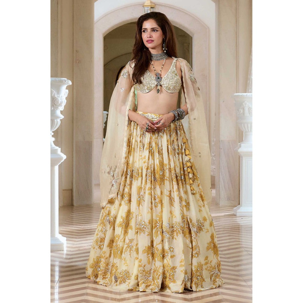 Paulmi & Harsh Zayana Ivory Lehenga with Choli and Dupatta