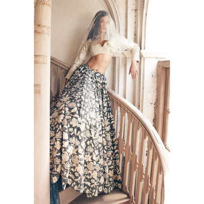 Paulmi & Harsh Athena Black Lehenga with Choli and Dupatta