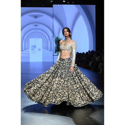Paulmi & Harsh Athena Black Lehenga with Choli and Dupatta