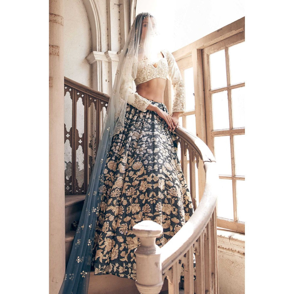 Paulmi & Harsh Athena Black Lehenga with Choli and Dupatta