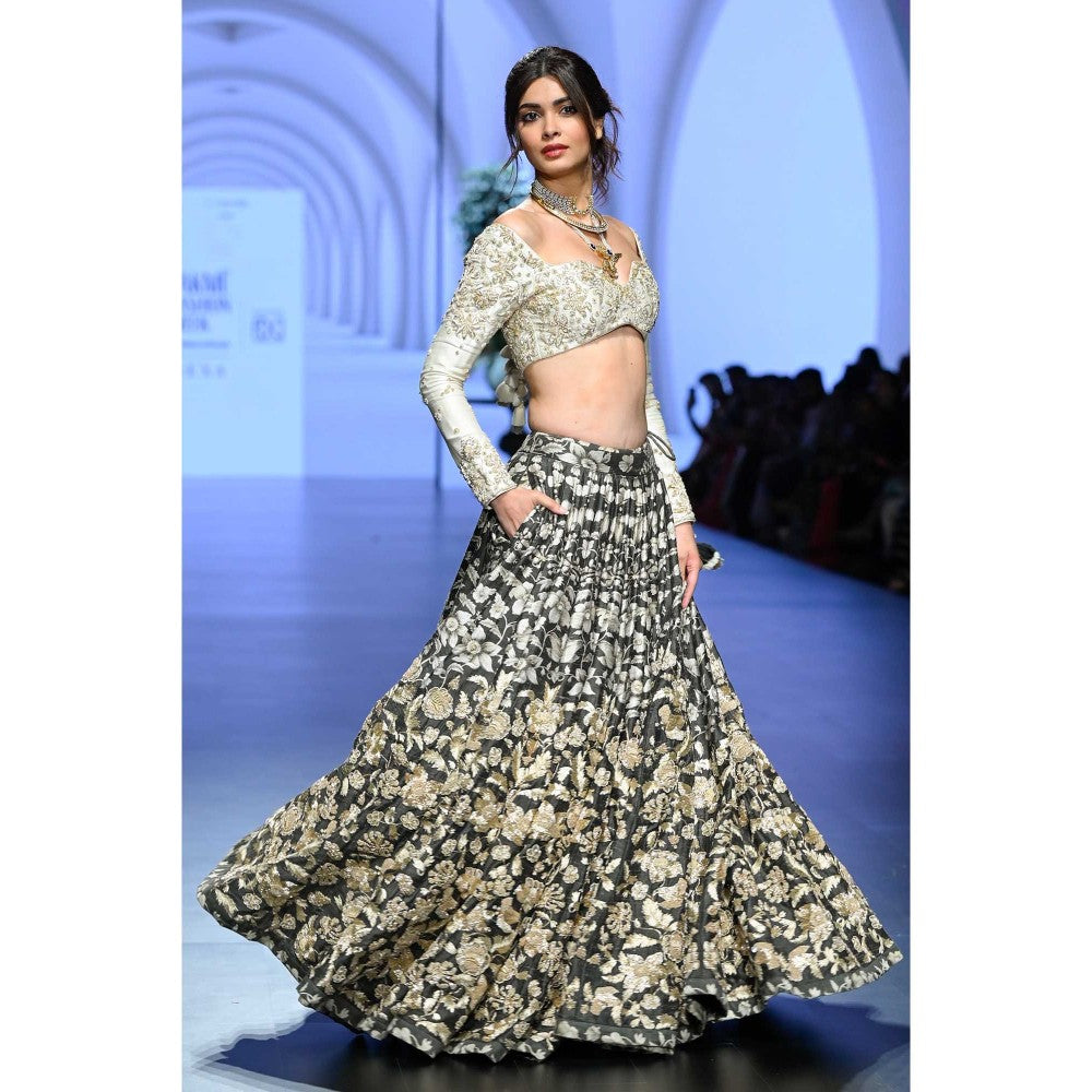 Paulmi & Harsh Athena Black Lehenga with Choli and Dupatta