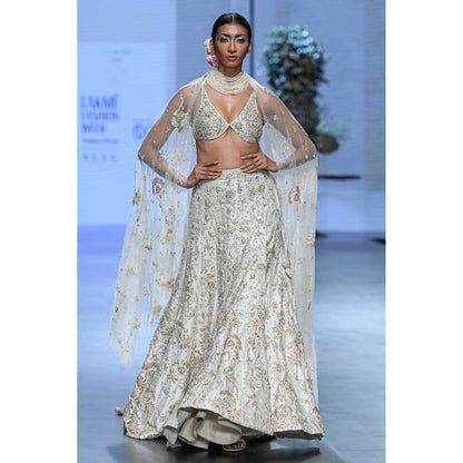 Paulmi & Harsh Emmeline Ivory Lehenga with Choli and Dupatta
