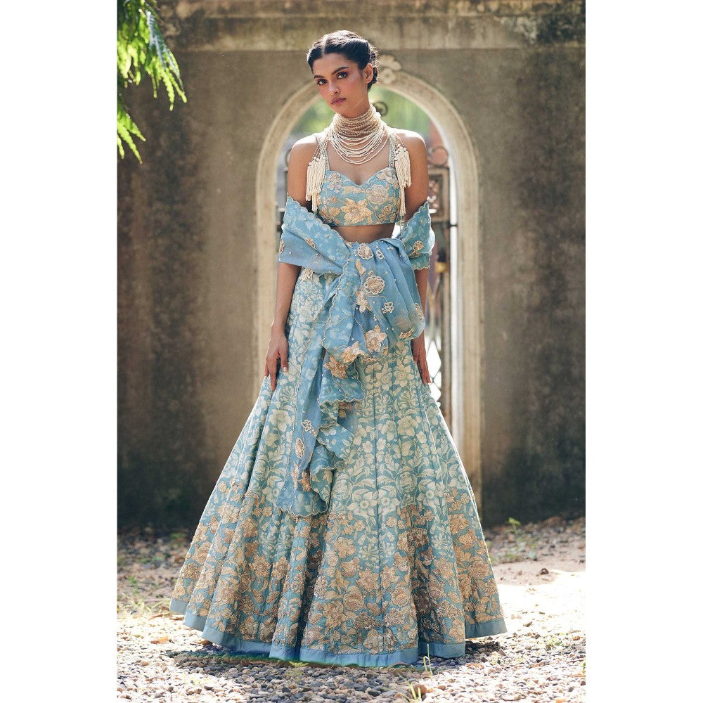 Paulmi & Harsh Vivienne Blue Lehenga with Choli and Dupatta