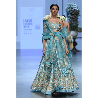 Paulmi & Harsh Vivienne Blue Lehenga with Choli and Dupatta