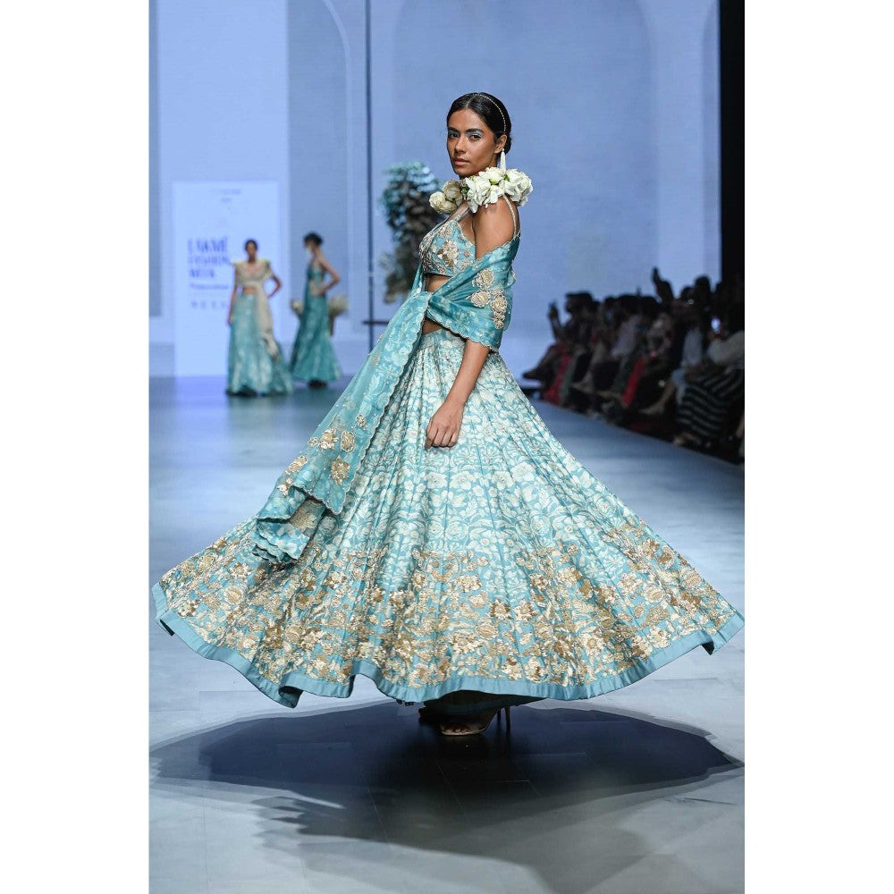Paulmi & Harsh Vivienne Blue Lehenga with Choli and Dupatta
