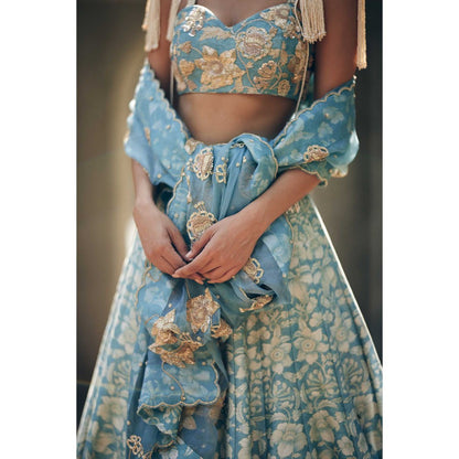 Paulmi & Harsh Vivienne Blue Lehenga with Choli and Dupatta