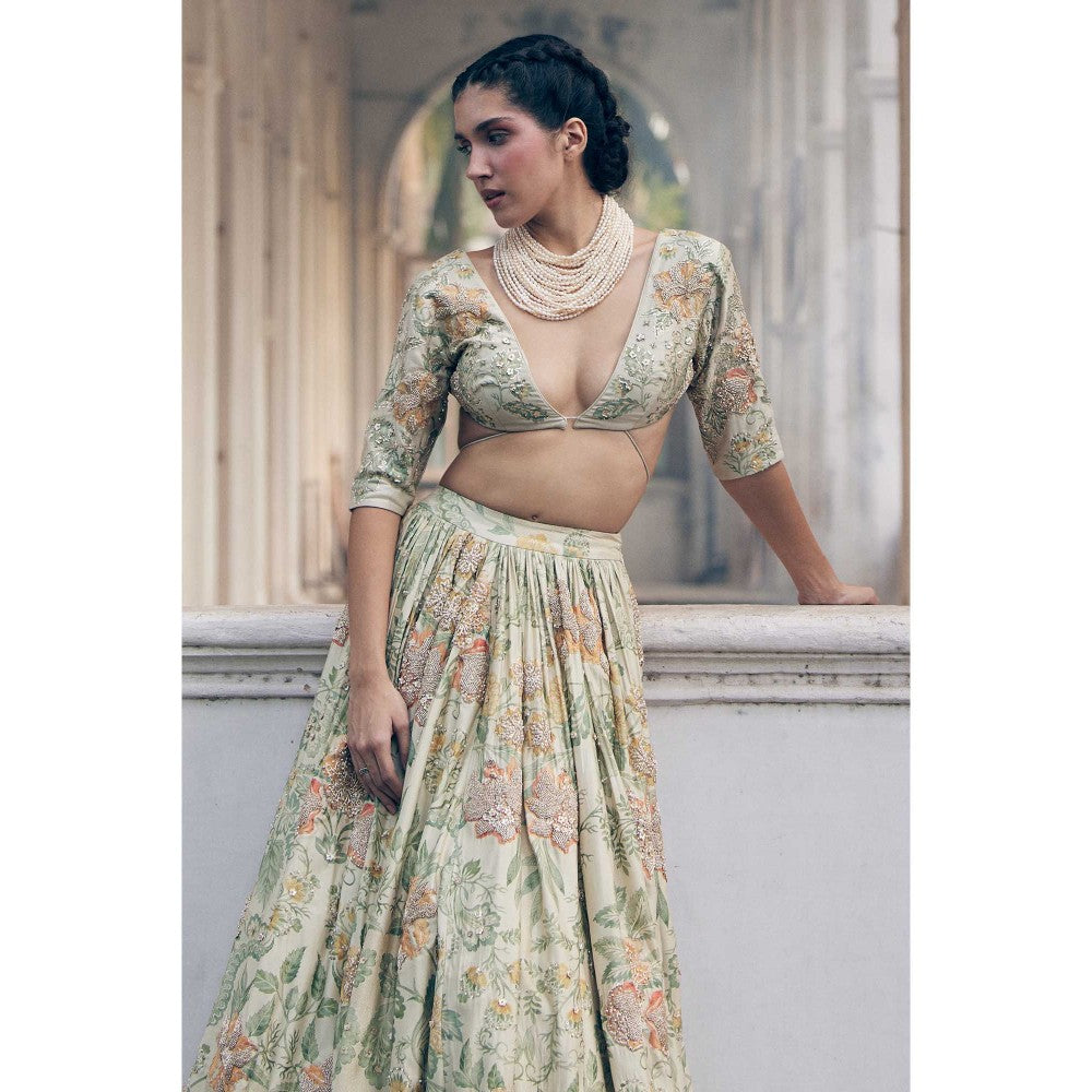 Paulmi & Harsh Nellie Ivory Lehenga with Choli and Dupatta