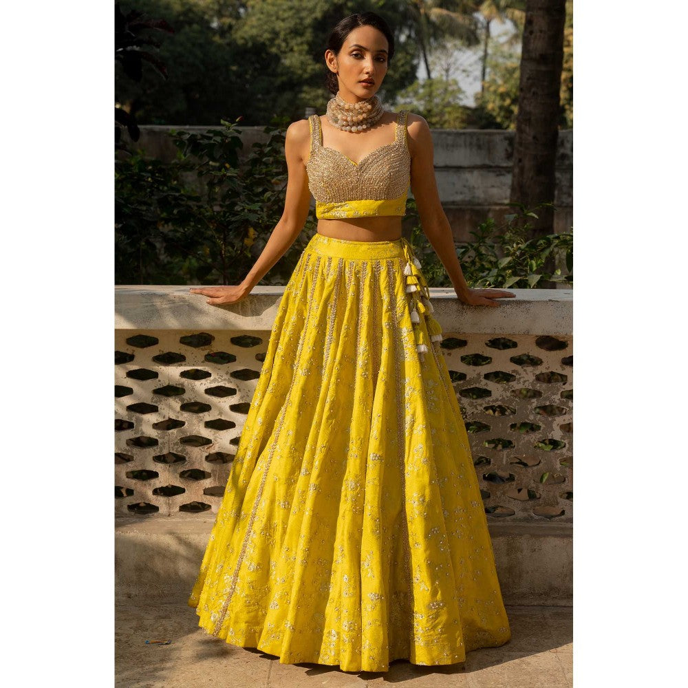 Paulmi & Harsh Adele Yellow Lehenga with Choli and Dupatta