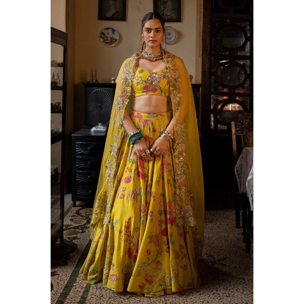 Paulmi & Harsh Inaaya Yellow Lehenga with Choli and Dupatta