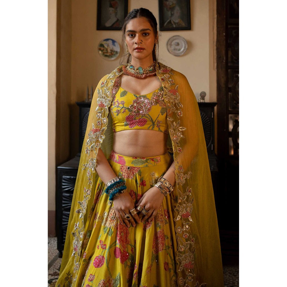 Paulmi & Harsh Inaaya Yellow Lehenga with Choli and Dupatta