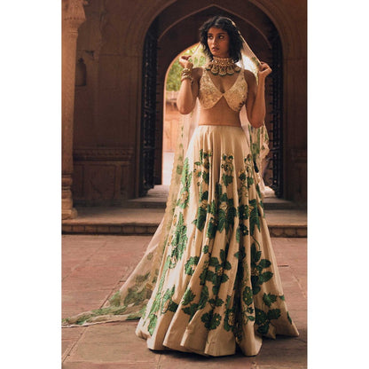 Paulmi & Harsh Ever Ivory Lehenga with Choli and Dupatta