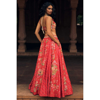 Paulmi & Harsh Oceane Red Lehenga with Choli and Dupatta