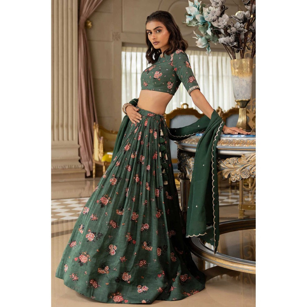 Paulmi & Harsh Davina Green Lehenga with Choli and Dupatta