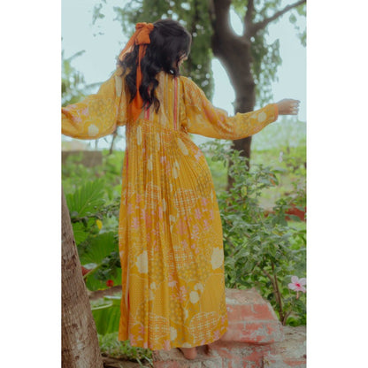Paulmi & Harsh Serena Yellow Naksha Printed Maxi Dress