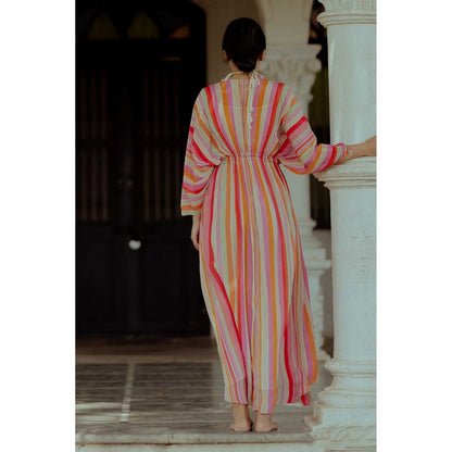 Paulmi & Harsh Klava Multi Coloured Kaftan Maxi Dress With Slip