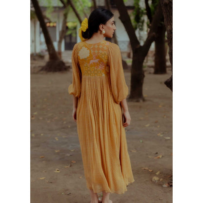 Paulmi & Harsh Sienna Yellow Printed Maxi Dress