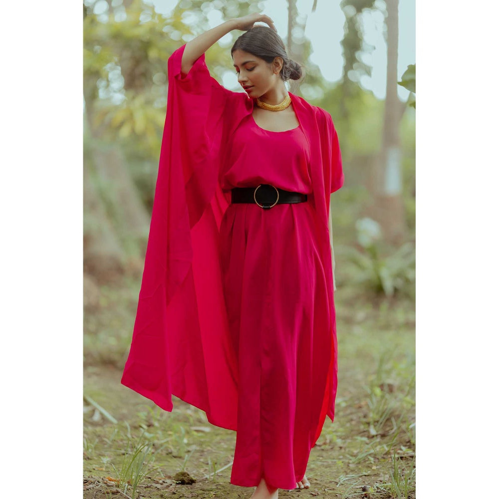 Paulmi & Harsh Jayna Pink Shawl Collared Maxi Dress With Jacket