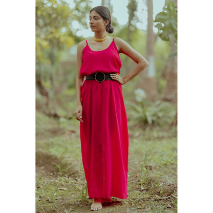 Paulmi & Harsh Jayna Pink Shawl Collared Maxi Dress With Jacket