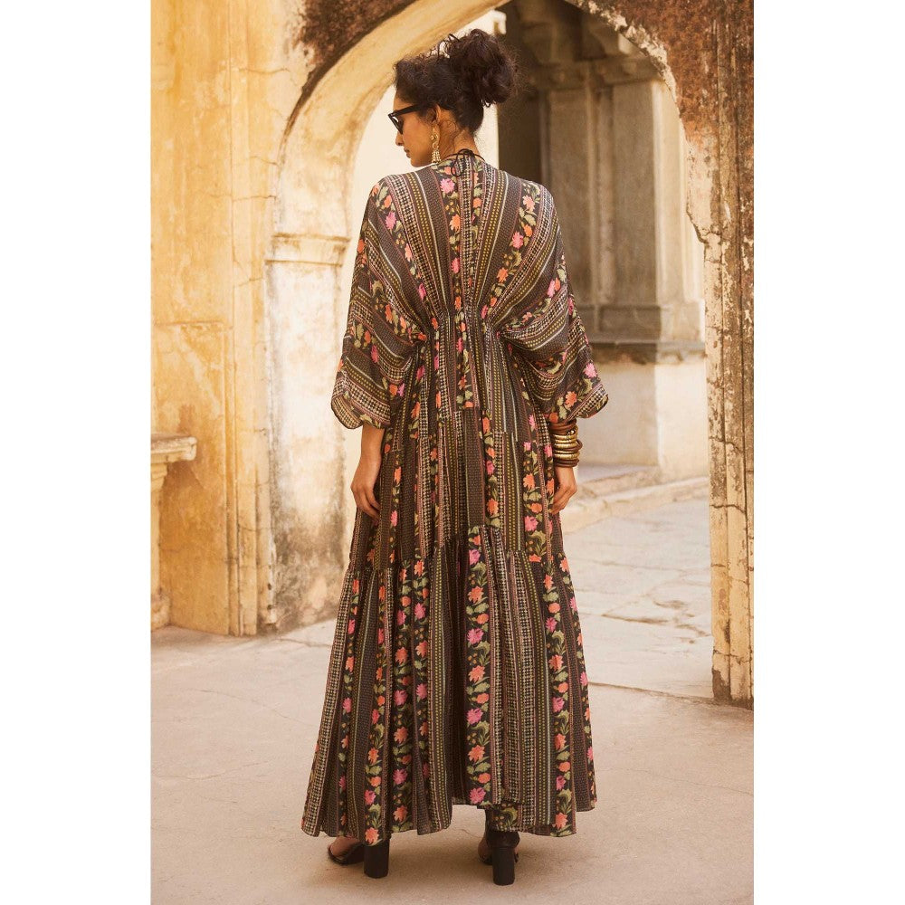 Paulmi & Harsh Briar Brown Maxi Kaftan Dress With Slip